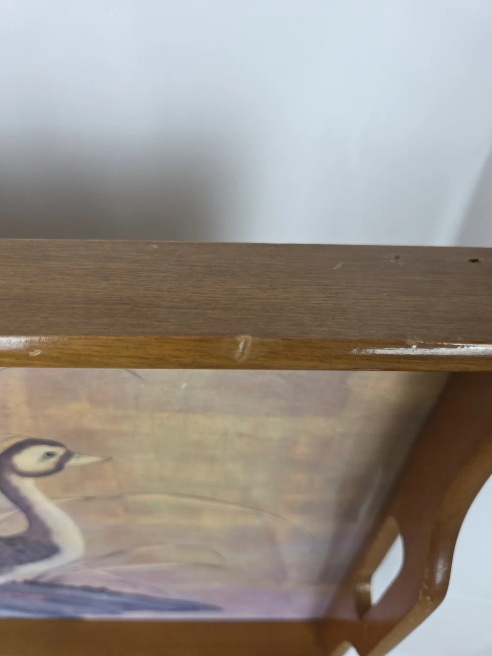 Wooden Serving Tray with Duck Illustration - Purple